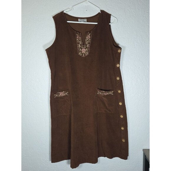 Vtg Anthony Richard’s Women’s XL Corduroy Pintuck Romper Dress Cottage Y2K - Picture 1 of 7